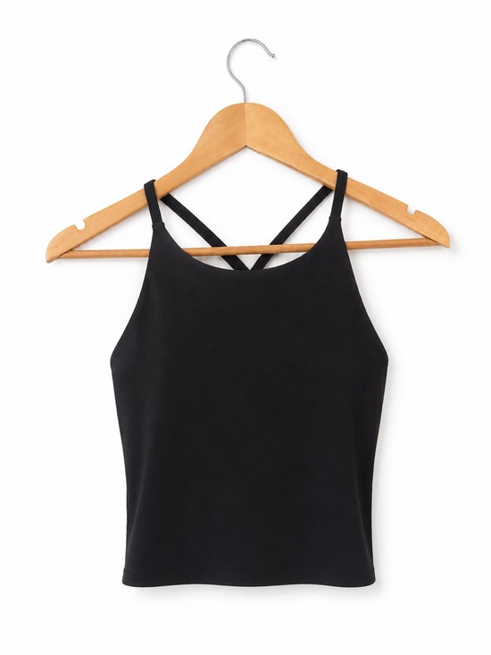 Tops - Black Strappy Cropped Tank Top